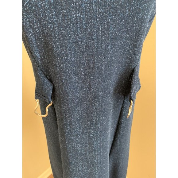 90s Vintage Betsey Johnson Blue Glitter Black Label Dress Party Mod 60s Medium - Picture 8 of 11